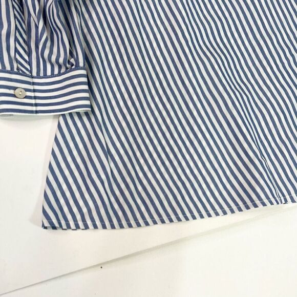 J. Jill Blouse Womens Large Blue & White Striped Button-Up Long-Sleeve Tunic Top - Picture 8 of 9